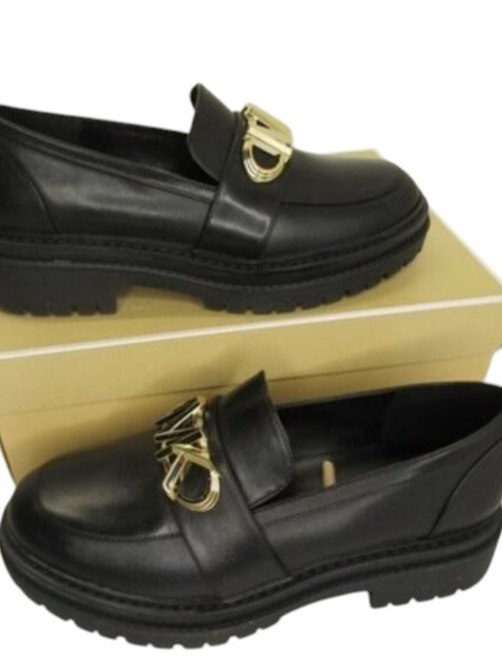 NEW MICHAEL KORS Parker Lug Leather Loafers – Black - Picture 1 of 1